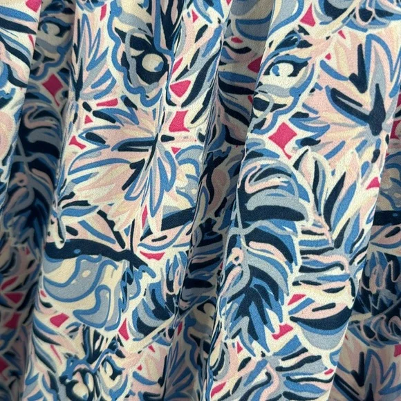 Simply Southern Smock dress-Pink & Blue Leaf Print-Size Large NWT - Picture 4 of 8